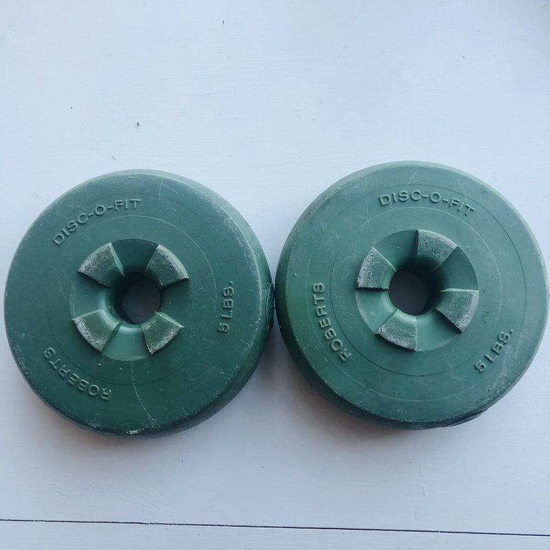 Vintage Weight Plates, Roberts Disc-O-Fit Plastic 5lb X2 Total 10 Lbs