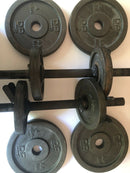 Vintage Barbells 2 Bars, 4 Clamps, 4x 8.8lbs ,4x 4.4lbs (52.8lbs) Weight Plates