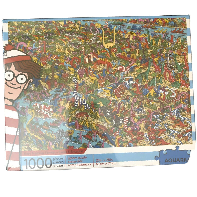 Where's Waldo Dinosaurs 1000 Piece pc Jigsaw Puzzle Aquarius 20x28" Sealed NEW