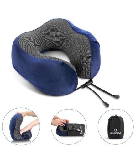 Blusmart Travel Pillow 100% Pure Memory Foam Neck Pillow Breathable Comfortable